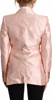 Pink Satin Long Sleeves Blazer Coat Jacket 3