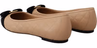 Beige and Black Nappa Leather Ballet Flat Shoes 3