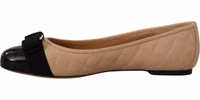 Beige and Black Nappa Leather Ballet Flat Shoes 4
