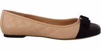 Beige and Black Nappa Leather Ballet Flat Shoes 5