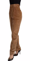 Brown Cotton Corduroy High Waist Skinny Pants 2