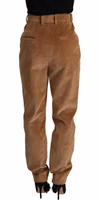 Brown Cotton Corduroy High Waist Skinny Pants 3