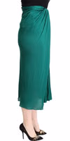 Dark Green High Waist Midi Pencil Cut Pleated Skirt 2