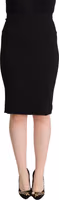 Black High Waist Knee Length Pencil Cut Skirt 1