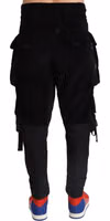 Black Cotton Skinny Corduroy Cargo Pants 3