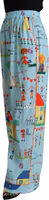 Light Blue Drawing Mid Waist Wide Leg Pants 2