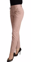 Pink Cotton Mid Waist Trouser Tapered Pants 1