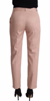 Pink Cotton Mid Waist Trouser Tapered Pants 2