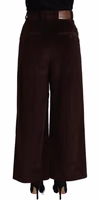 Brown Cotton High Waist Trouser Wide Leg Pants 2