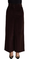 Brown Cotton High Waist Trouser Wide Leg Pants 3