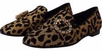 Gold Leopard Print Crystals Loafers Shoes 2
