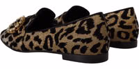 Gold Leopard Print Crystals Loafers Shoes 3