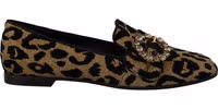 Gold Leopard Print Crystals Loafers Shoes 5
