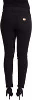 Black Cotton Mid Waist Denim Slim Fit Jeans 3