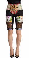 Multicolor Patchwork High Waist Cropped Pants 1