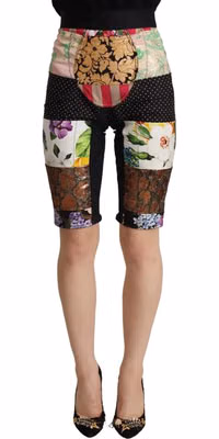 Multicolor Patchwork High Waist Cropped Pants