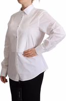 White Cotton Dress Collared Long Sleeves Shirt Top 2
