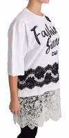 White Fashion Sinner Cotton Lace T-shirt Top 3