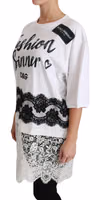 White Fashion Sinner Cotton Lace T-shirt Top 4
