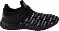 Black Polyester Runner Henry Sneakers Shoes 1