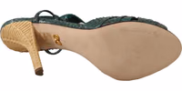 Green Python Strap Sandals Heels Shoes 1