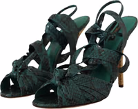 Green Python Strap Sandals Heels Shoes 4