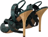 Green Python Strap Sandals Heels Shoes 5
