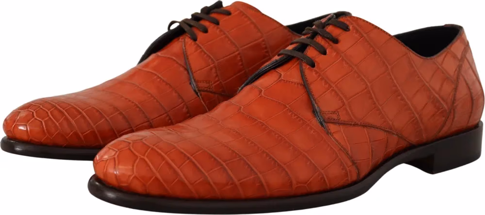 Orange Exotic Leather Dress Derby Shoes