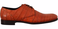 Orange Exotic Leather Dress Derby Shoes 4