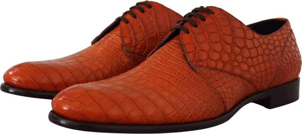 Orange Exotic Leather Dress Derby Shoes