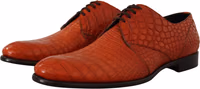 Orange Exotic Leather Dress Derby Shoes 1
