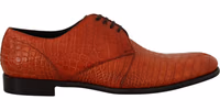 Orange Exotic Leather Dress Derby Shoes 4