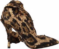 Gold Leopard Sequins Heels Boots Shoes 1
