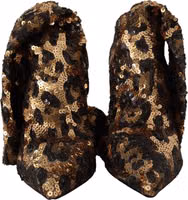 Gold Leopard Sequins Heels Boots Shoes 2