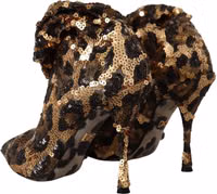 Gold Leopard Sequins Heels Boots Shoes 4