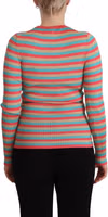 Multicolor Stripes Silk Crew Neck Pullover Top 3