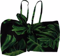 Black Green Leaf Silk Halter Cropped Top 5