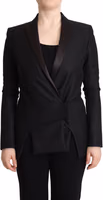 Black Long Sleeves Double Breasted Jacket 1