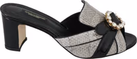 Black Gray Exotic Leather Crystals Sandals Shoes 1