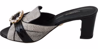Black Gray Exotic Leather Crystals Sandals Shoes 2