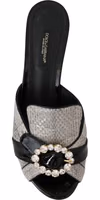 Black Gray Exotic Leather Crystals Sandals Shoes 4