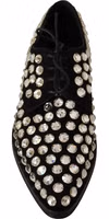 Black Leather Crystals Lace Up Formal Shoes 4