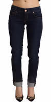 Blue Cotton Low Waist Slim Fit Denim Women Trouser Jeans 1