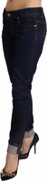Blue Cotton Low Waist Slim Fit Denim Women Trouser Jeans 2
