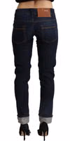 Blue Cotton Low Waist Slim Fit Denim Women Trouser Jeans 3