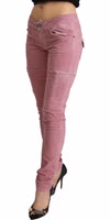 Pink Cotton Low Waist Skinny Denim Cargo Jeans 2
