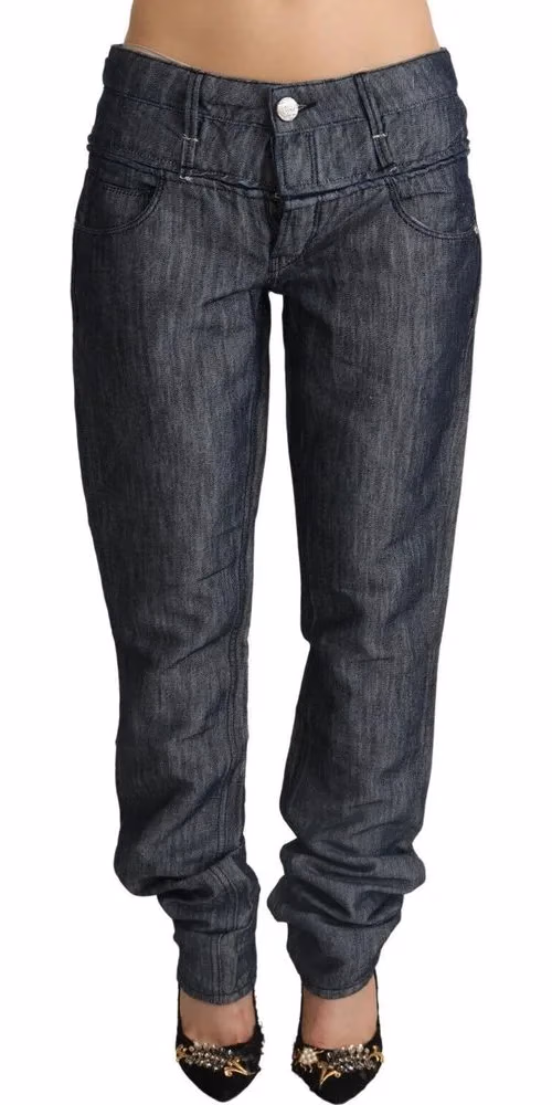 Dark Gray Ramie Mid Wide Waist Straight Denim Jeans