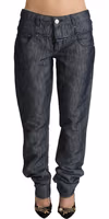 Dark Gray Ramie Mid Wide Waist Straight Denim Jeans 1