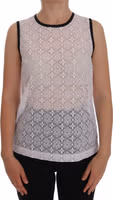 White Lace Floral Nylon Tank T-shirt 1