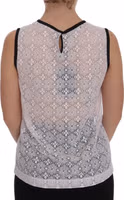 White Lace Floral Nylon Tank T-shirt 3